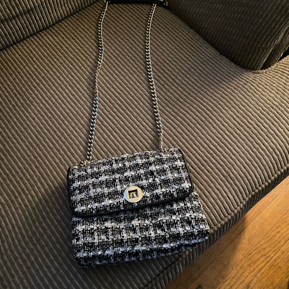 Kate Spade Black and White Tweed Crossbody Bag